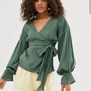 Free People Long Sleeve crinkle wrap top